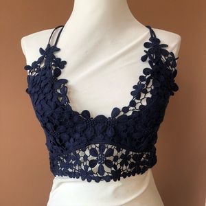 Miss Dazie Bralette from FREE PEOPLE. Navy blue. Never worn.